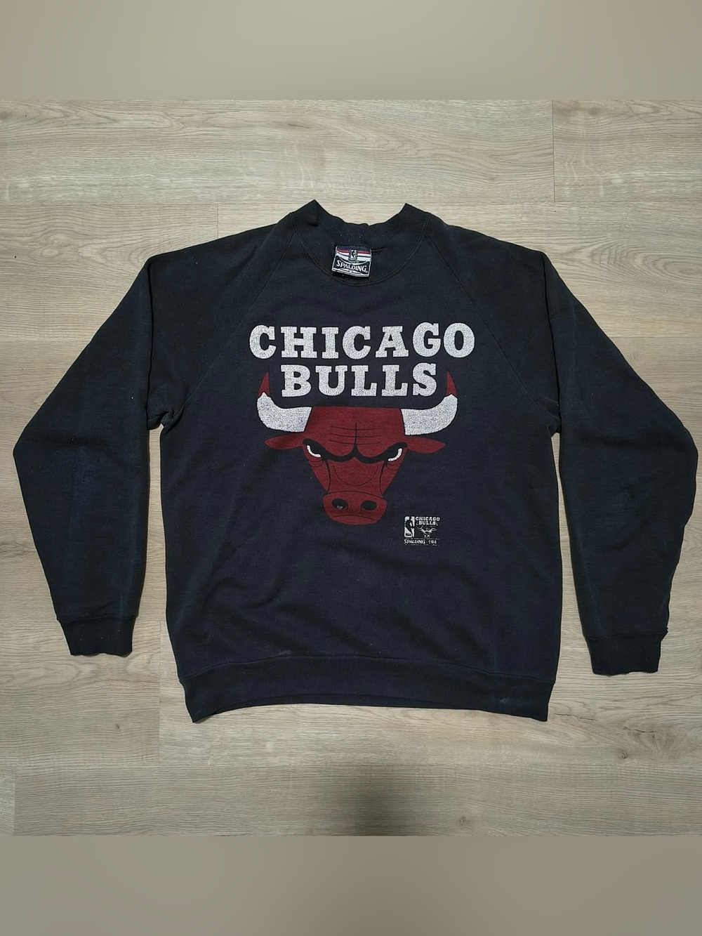 Vintage Spalding Black Chicago Bulls ‘94 Graphic Crewneck Sweatshirt